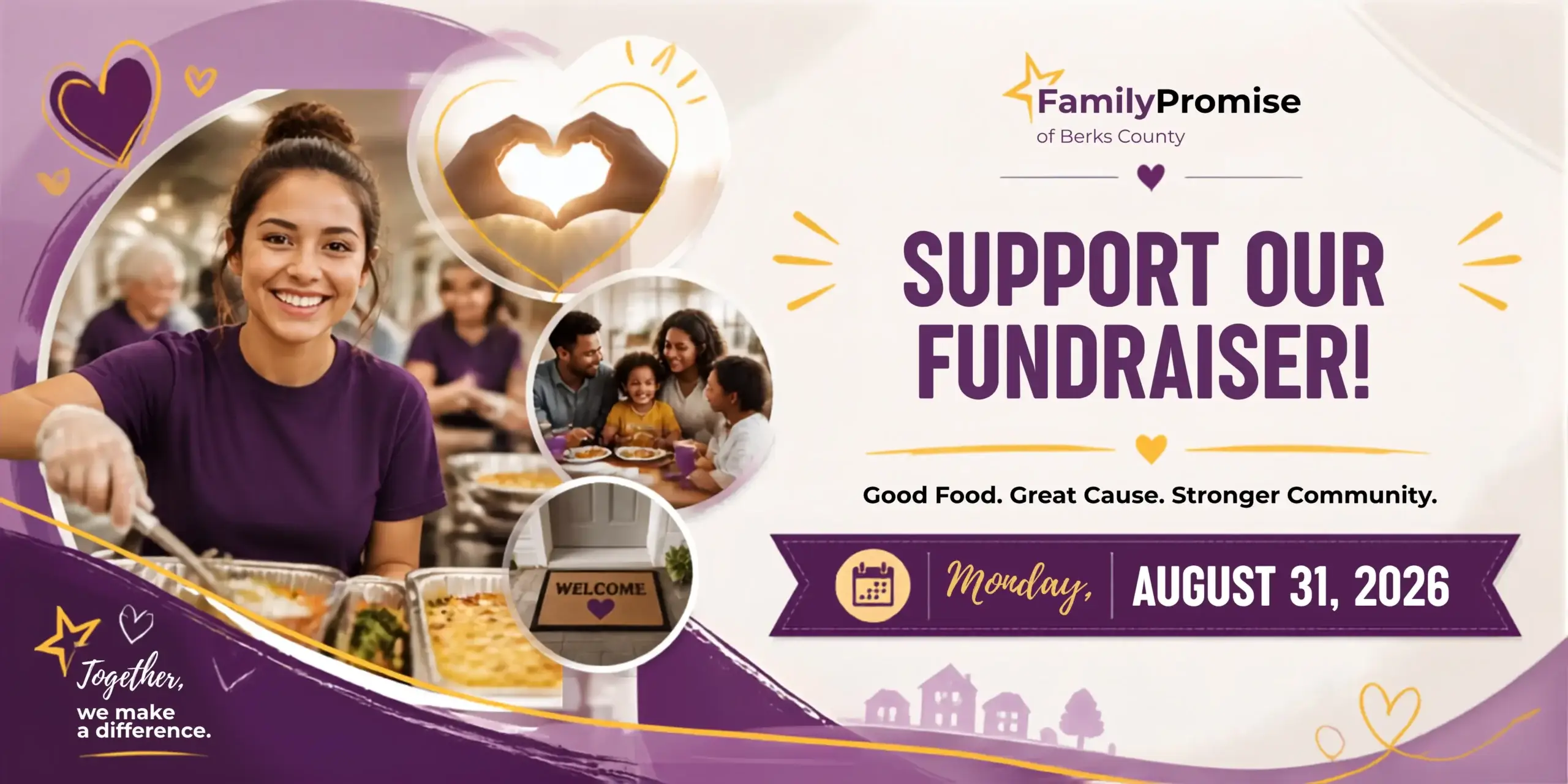 Isaac's fundraiser flyer for Family Promise of Berks County on Monday, August 31, 2026, at Isaac's Spring Ridge Wyomissing.